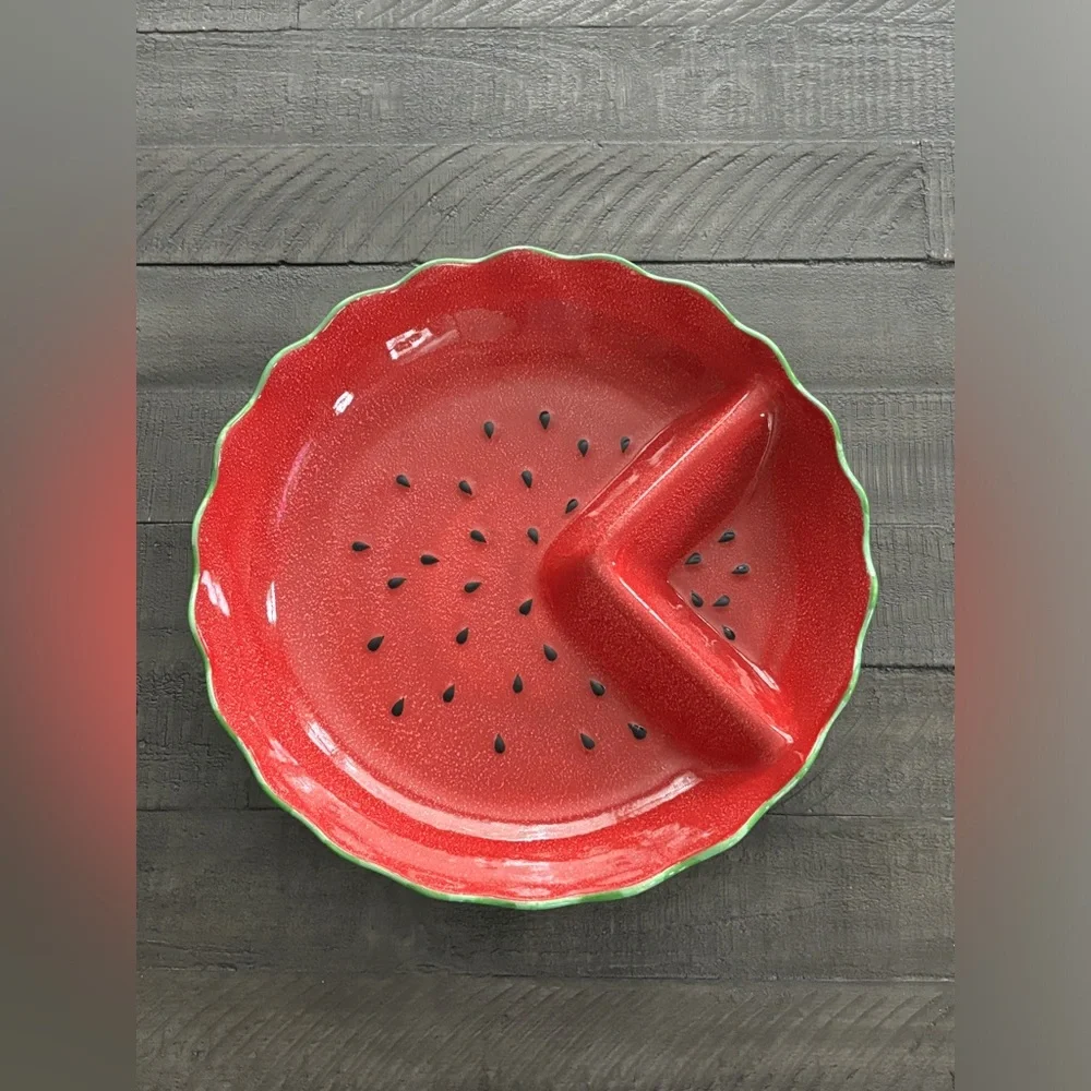 Williams Sonoma Watermelon Scalloped Divider Dish